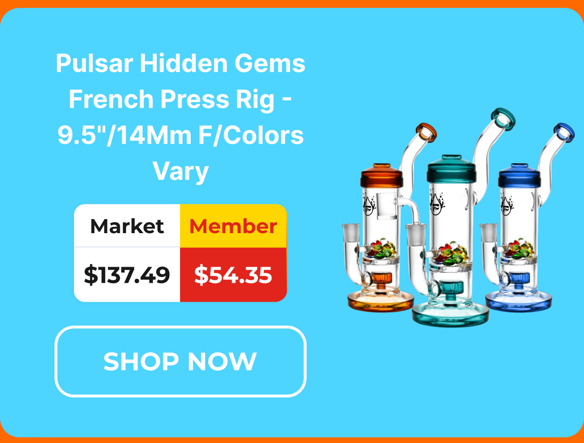 Pulsar Hidden Gems French Press Rig - 9.5"/14Mm F/Colors Vary