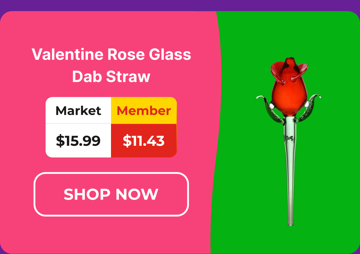 Valentine Rose Glass Dab Straw