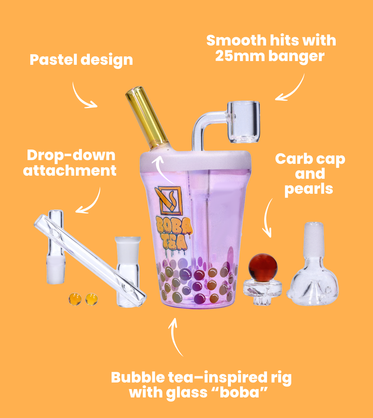 Bubble tea-inspired rig with glass 