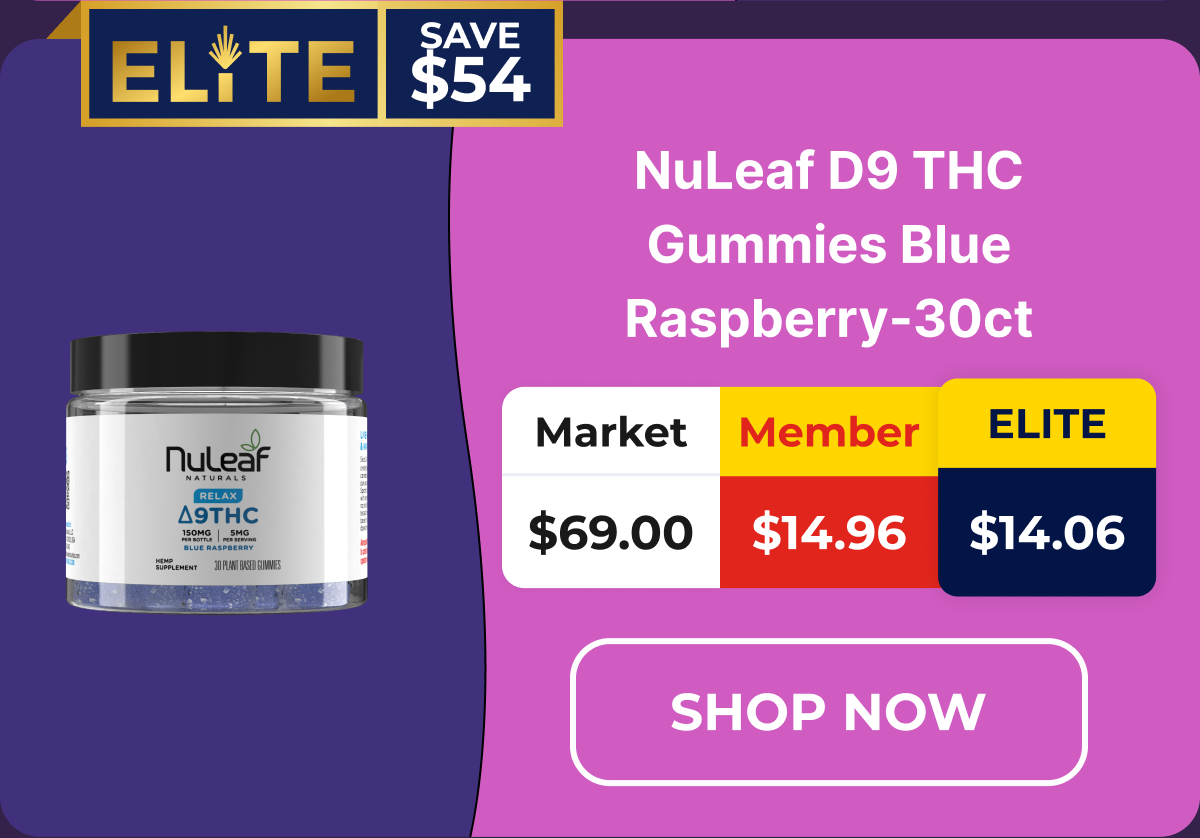 NuLeaf D9 THC Gummies Blue Raspberry-30ct