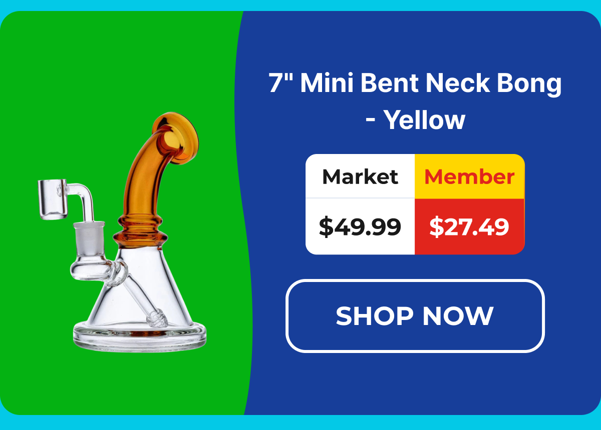 7" Mini Bent Neck Bong - Yellow