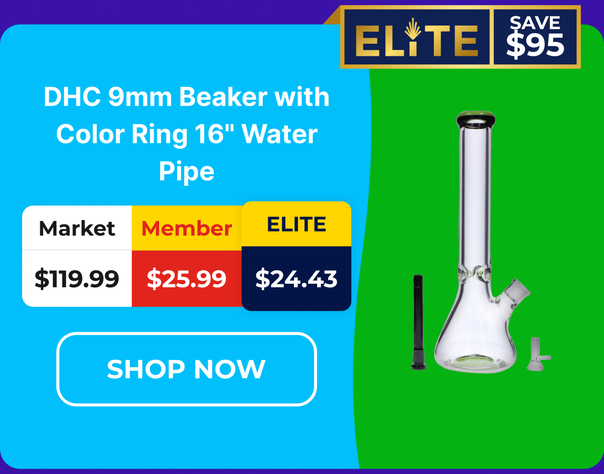 DHC 9mm Beaker with Color Ring 16" Water Pipe