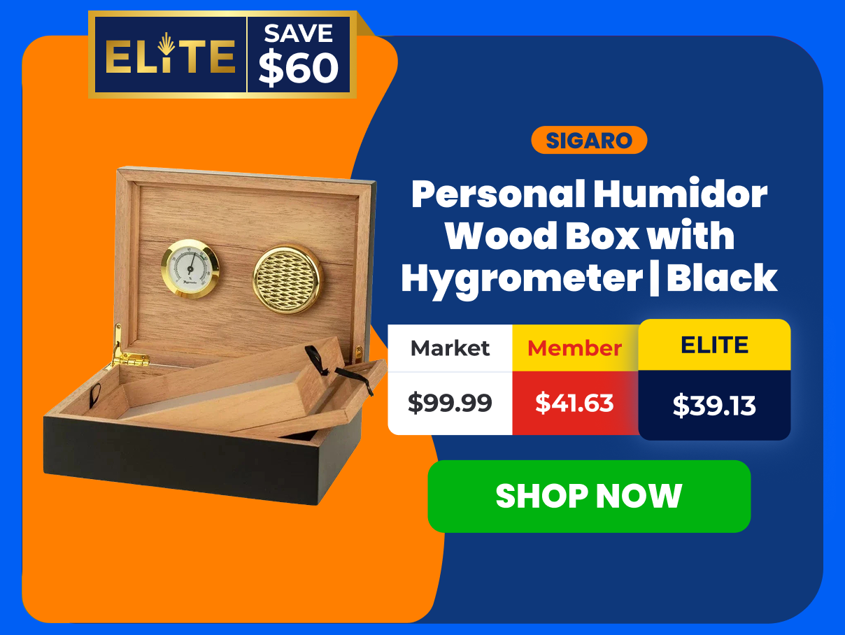 Sigaro Personal Humidor Wood Box with Hygrometer 