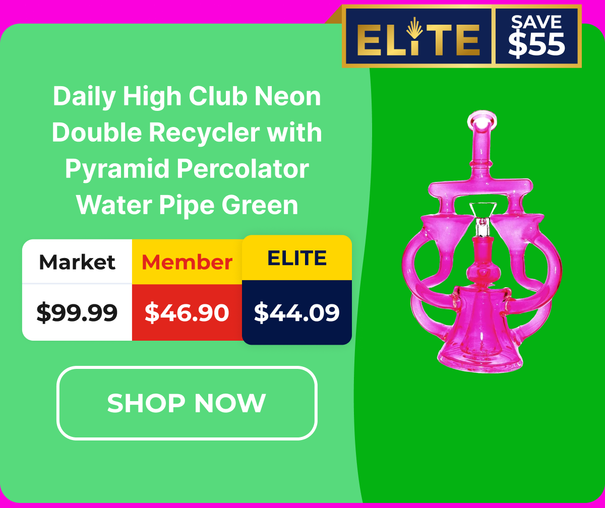 Daily High Club Neon Double Recycler with Pyramid Percolator Water Pipe Green