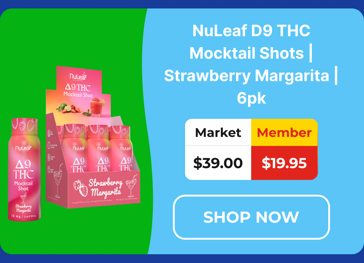 NuLeaf D9 THC Mocktail Shots | Strawberry Margarita | 6pk