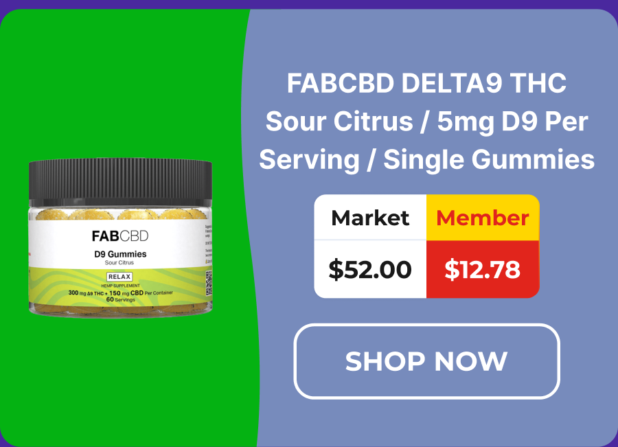 FABCBD DELTA9 THC Sour Citrus / 5mg D9 Per Serving / Single FABCBD Delta 9 Gummies