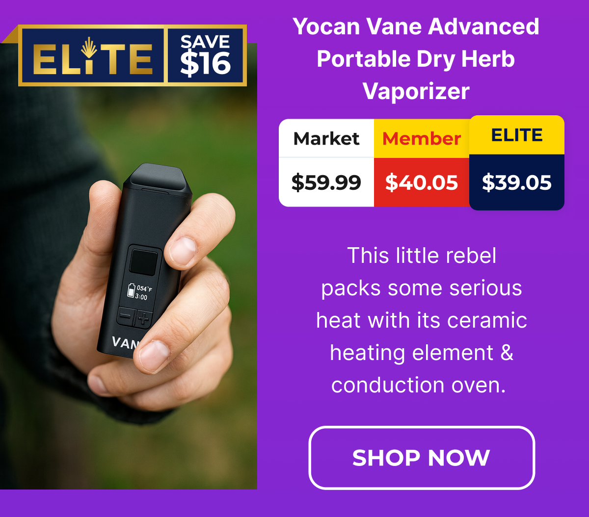 Yocan Vane Advanced Portable Dry Herb Vaporizer