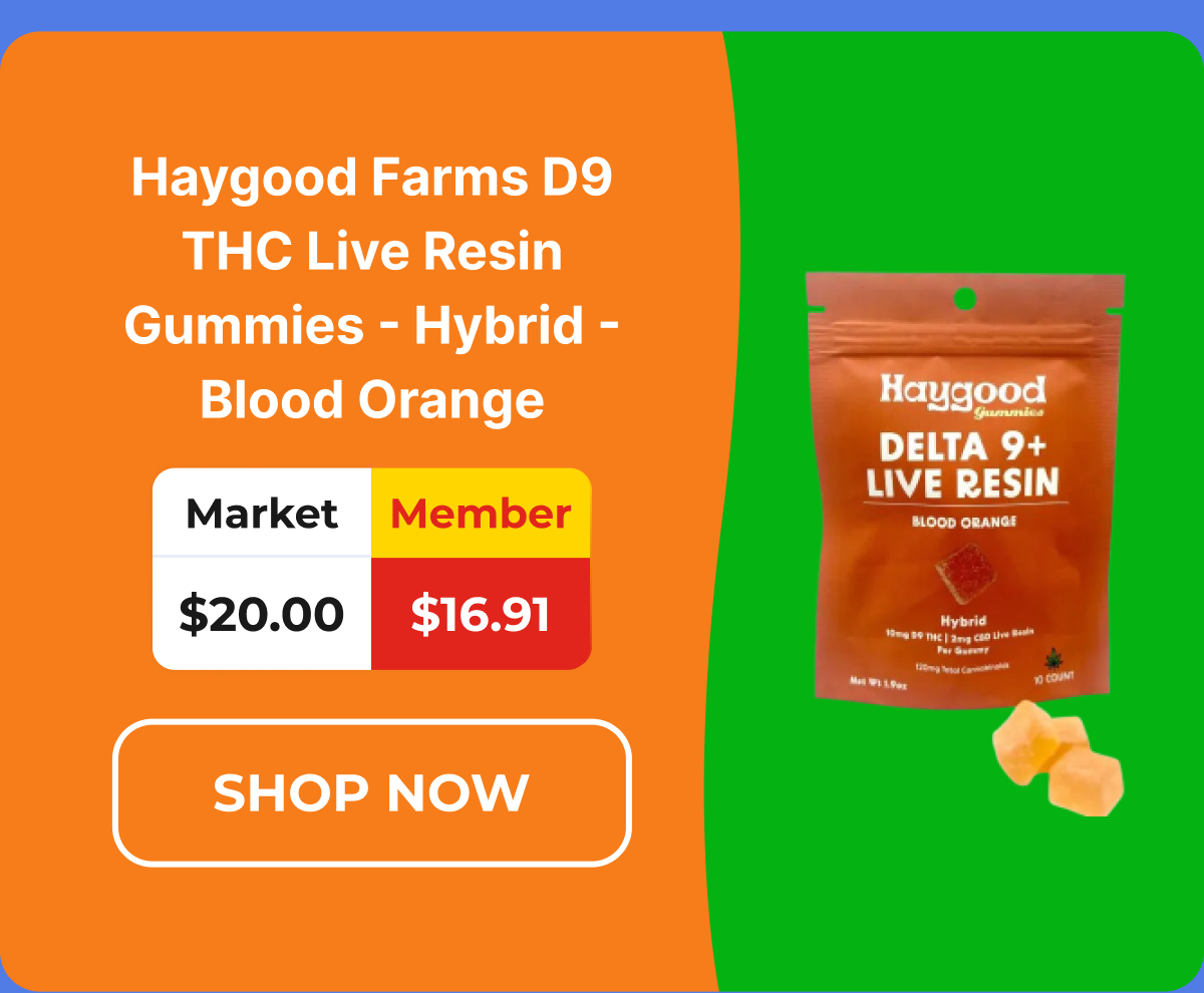 Haygood Farms D9 THC Live Resin Gummies - Hybrid - Blood Orange