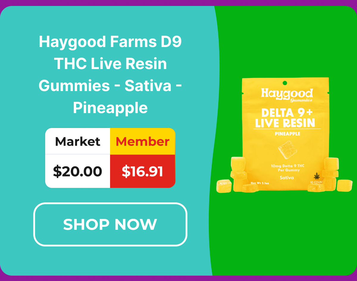 Haygood Farms D9 THC Live Resin Gummies - Sativa - Pineapple