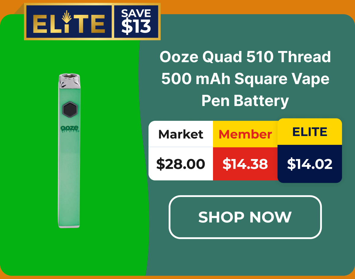 Ooze Quad 510 Thread 500 mAh Square Vape Pen Battery