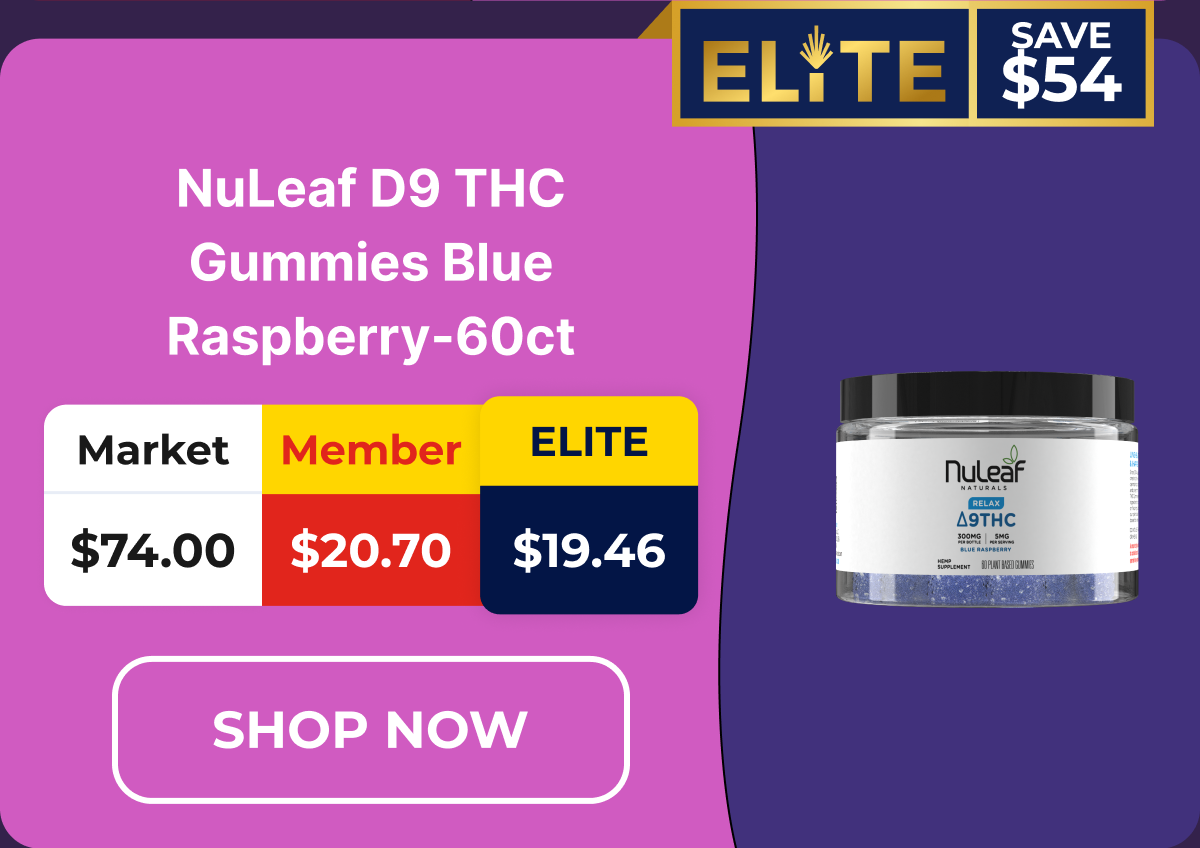 NuLeaf D9 THC Gummies Blue Raspberry-60ct