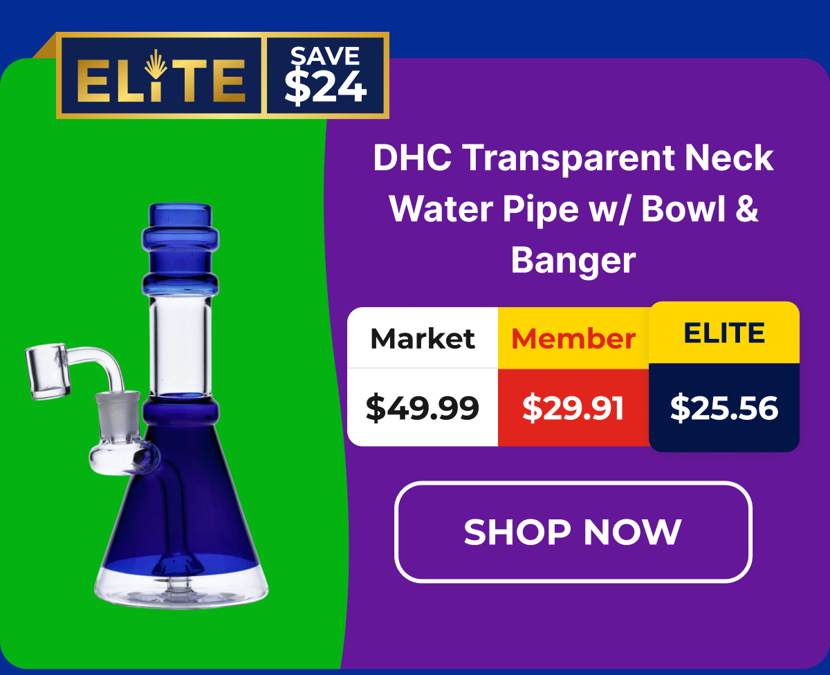 DHC Transparent Neck Water Pipe w/ Bowl & Banger