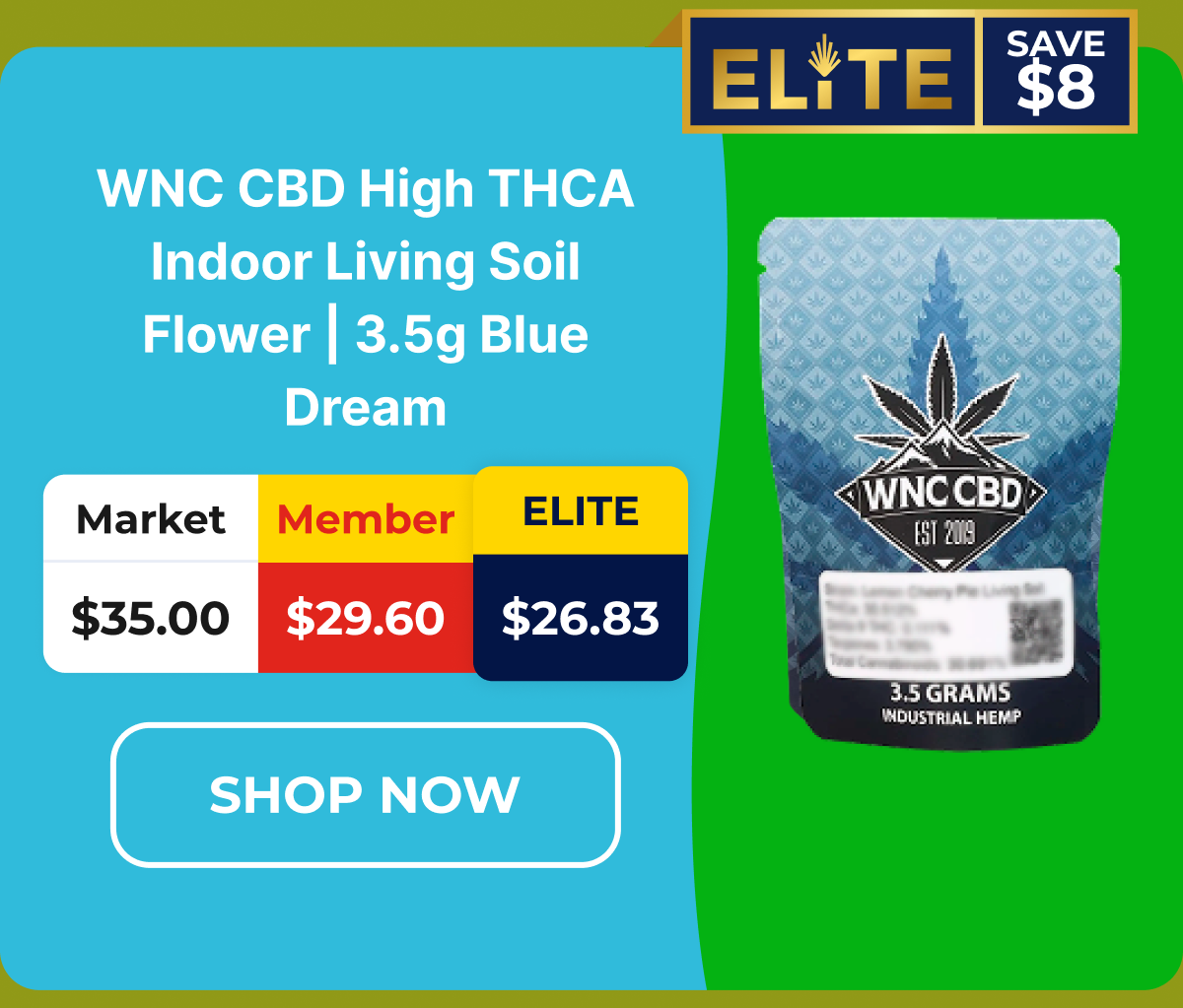 WNC CBD High THCA Indoor Living Soil Flower | 3.5g Blue Dream