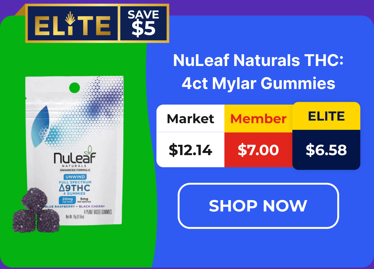 NuLeaf Naturals THC: 4ct Mylar Gummies