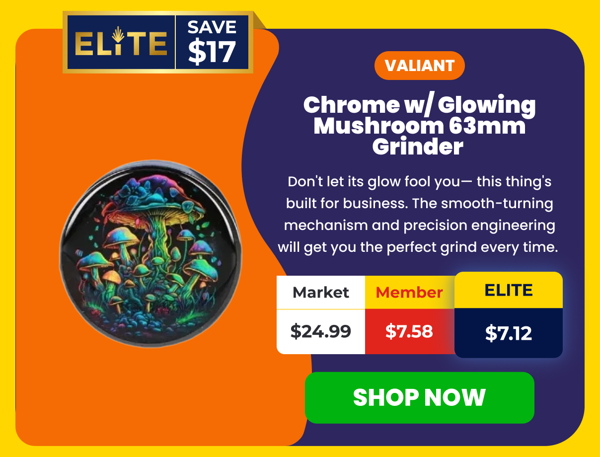 Chrome w/ Glowing Mushroom 63mm Grinder