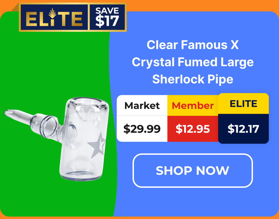 Clear Famous X Crystal Fumed Large Sherlock Pipe