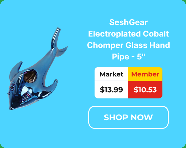 SeshGear Electroplated Cobalt Chomper Glass Hand Pipe 5in - Market $13.99 / Member $10.53