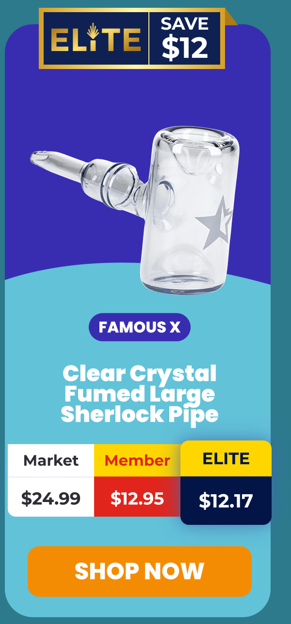 Clear Crystal Fumed Large Sherlock Pipe