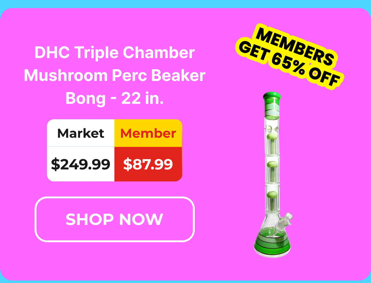 DHC Triple Chamber Mushroom Perc Beaker Bong - 22 in.