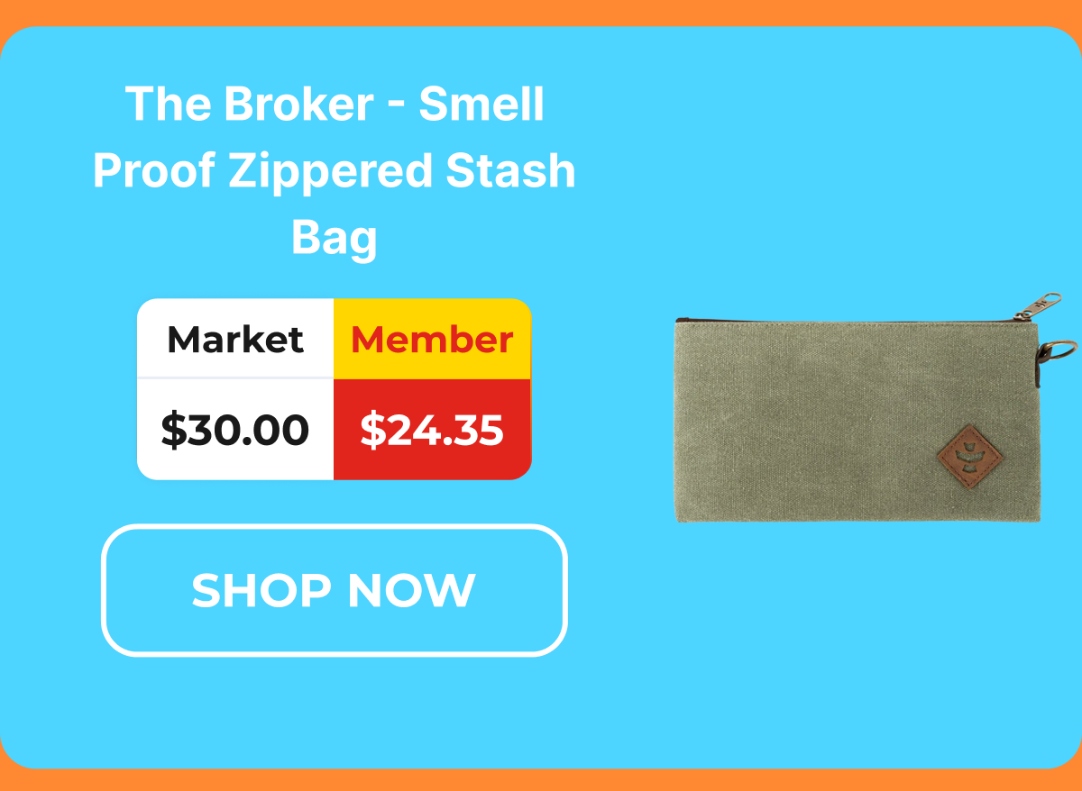 The Broker - Smell Proof Zippered Stash Bag	Revelry