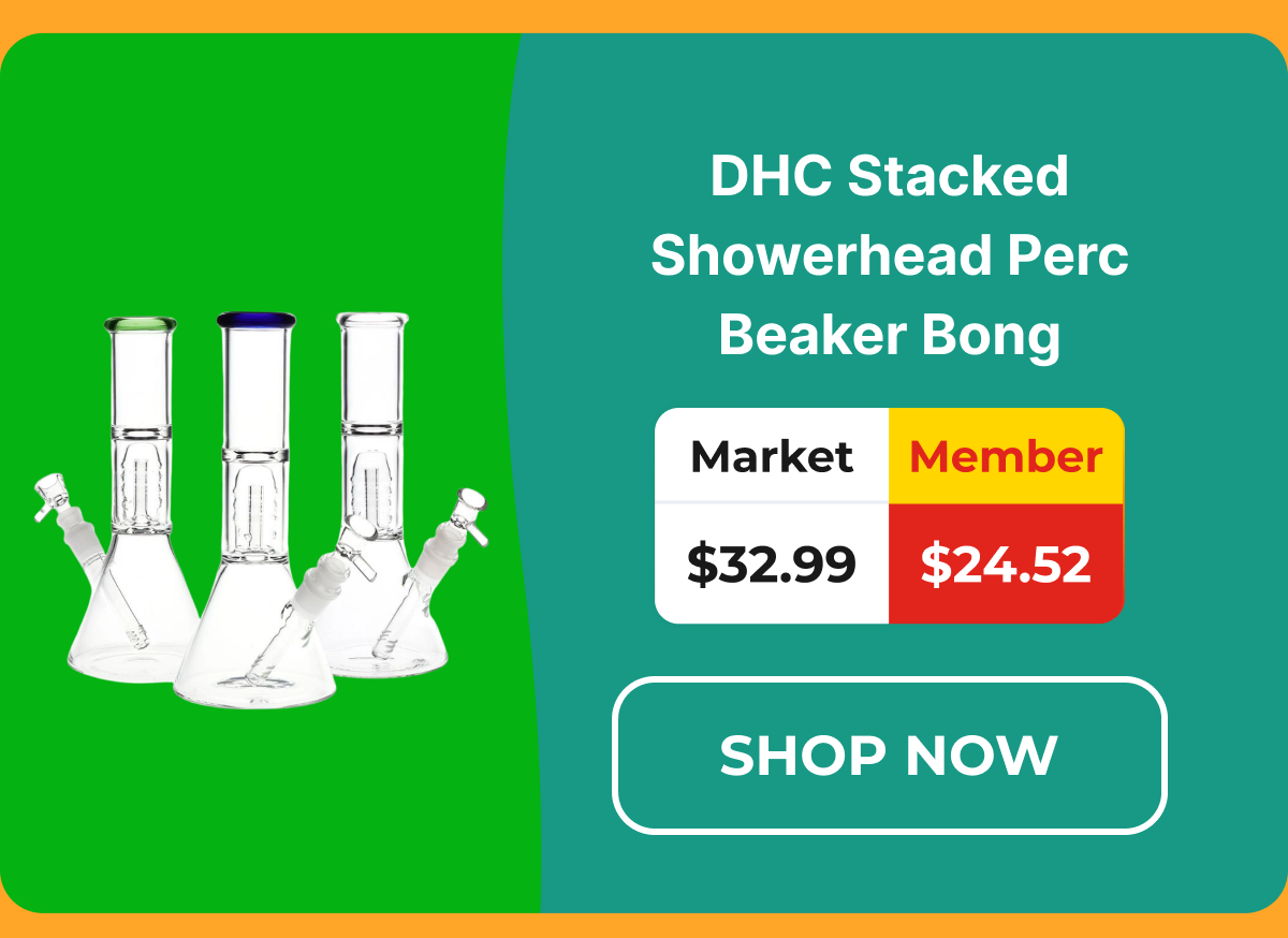 DHC Stacked Showerhead Perc Beaker Bong
