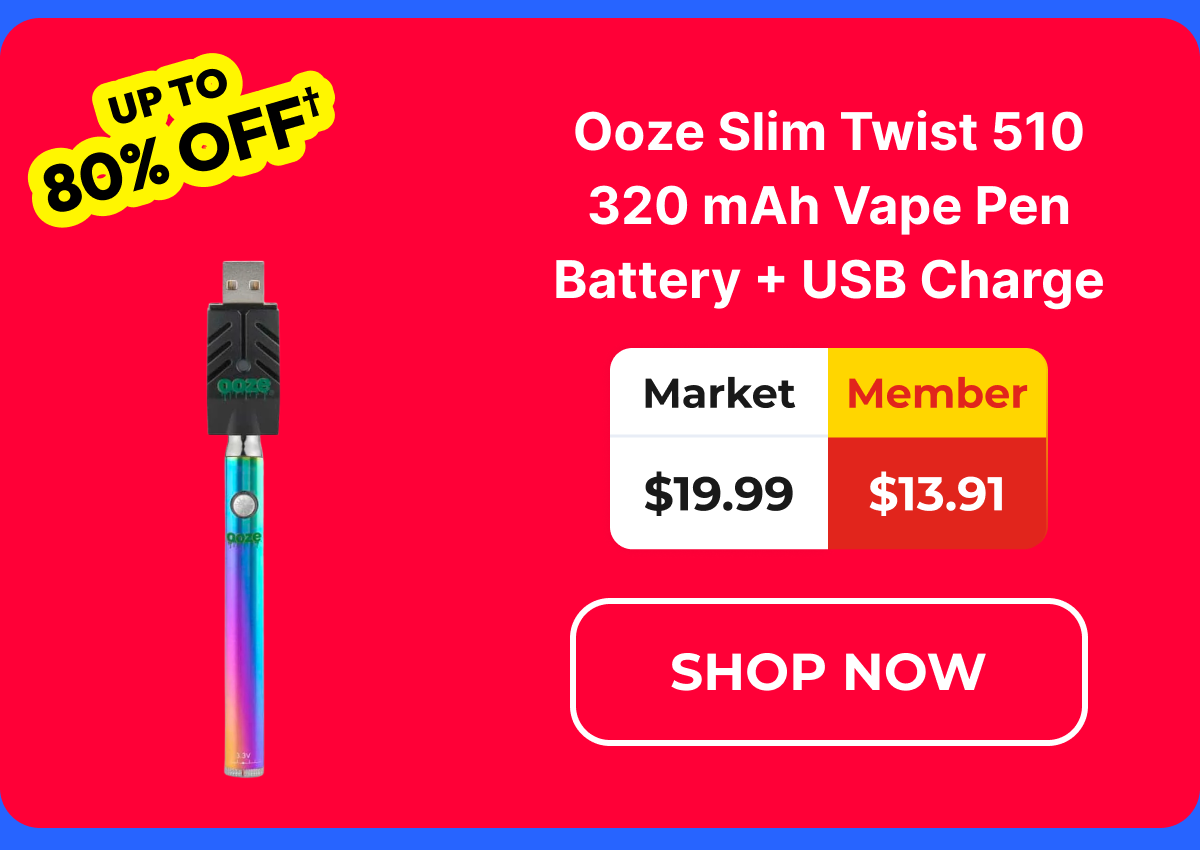 Ooze Slim Twist 510 320 mAh Vape Pen Battery + USB Charge