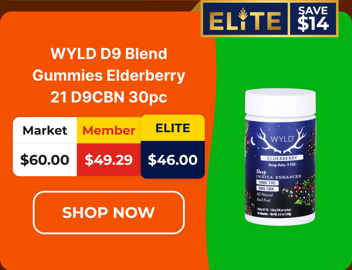 WYLD D9 Blend Gummies Elderberry 21 D9CBN 30pc
