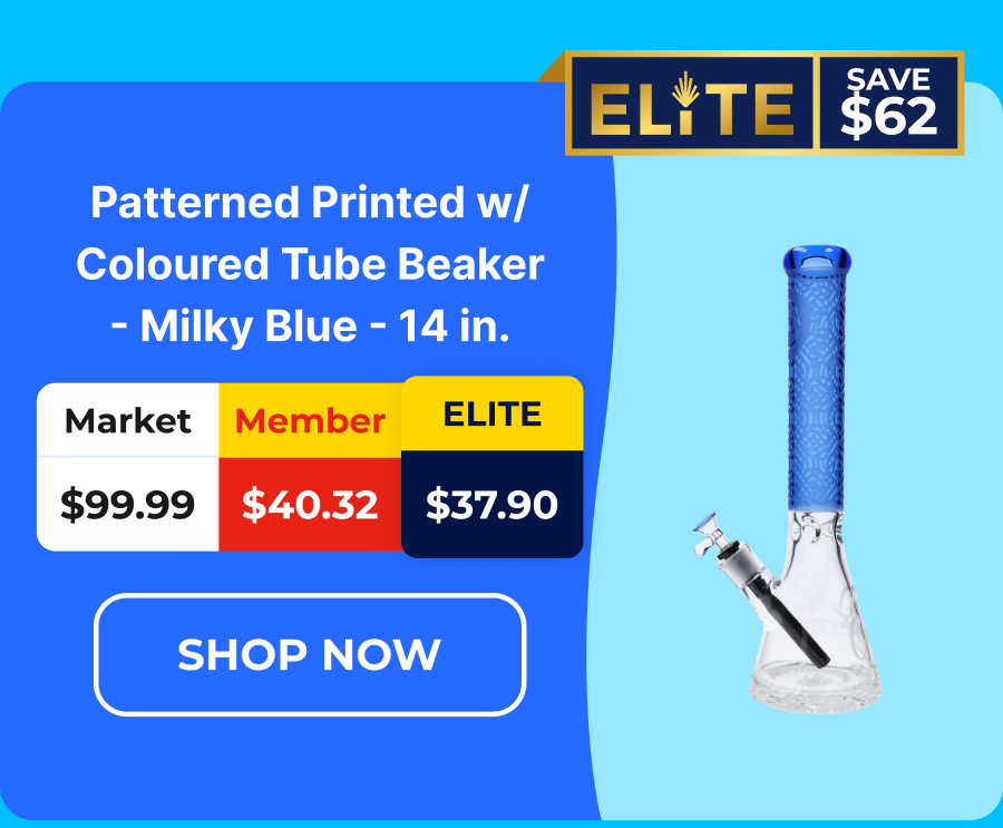 Patterned Printed w/ Coloured Tube Beaker - Milky Blue - 14 in.