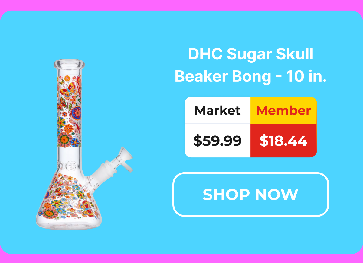 DHC Sugar Skull Beaker Bong - 10 in.