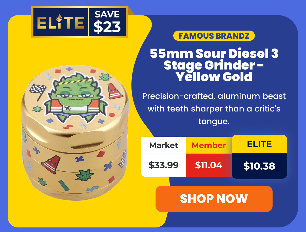 55mm Sour Diesel 3 Stage Grinder - Yellow Gold