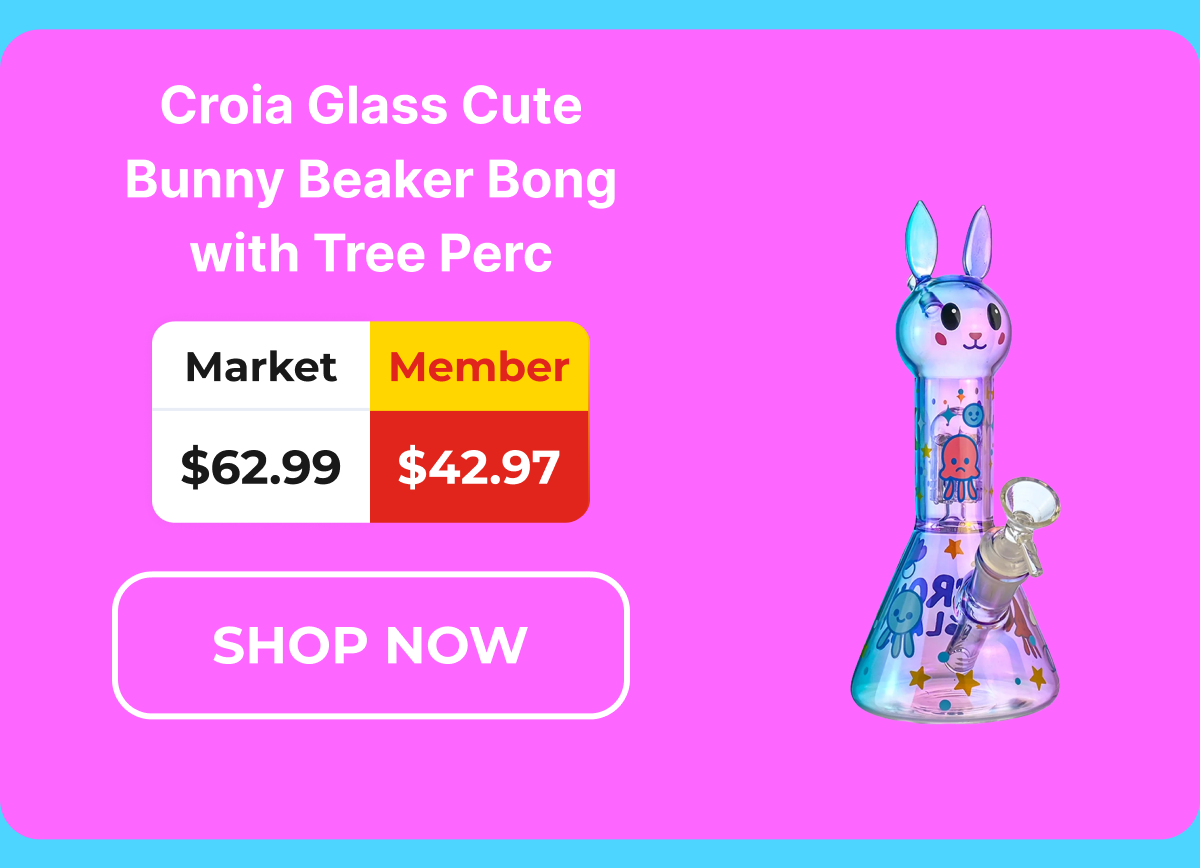Croia Glass Cute Bunny Beaker Bong with Tree Perc | Croia Glass