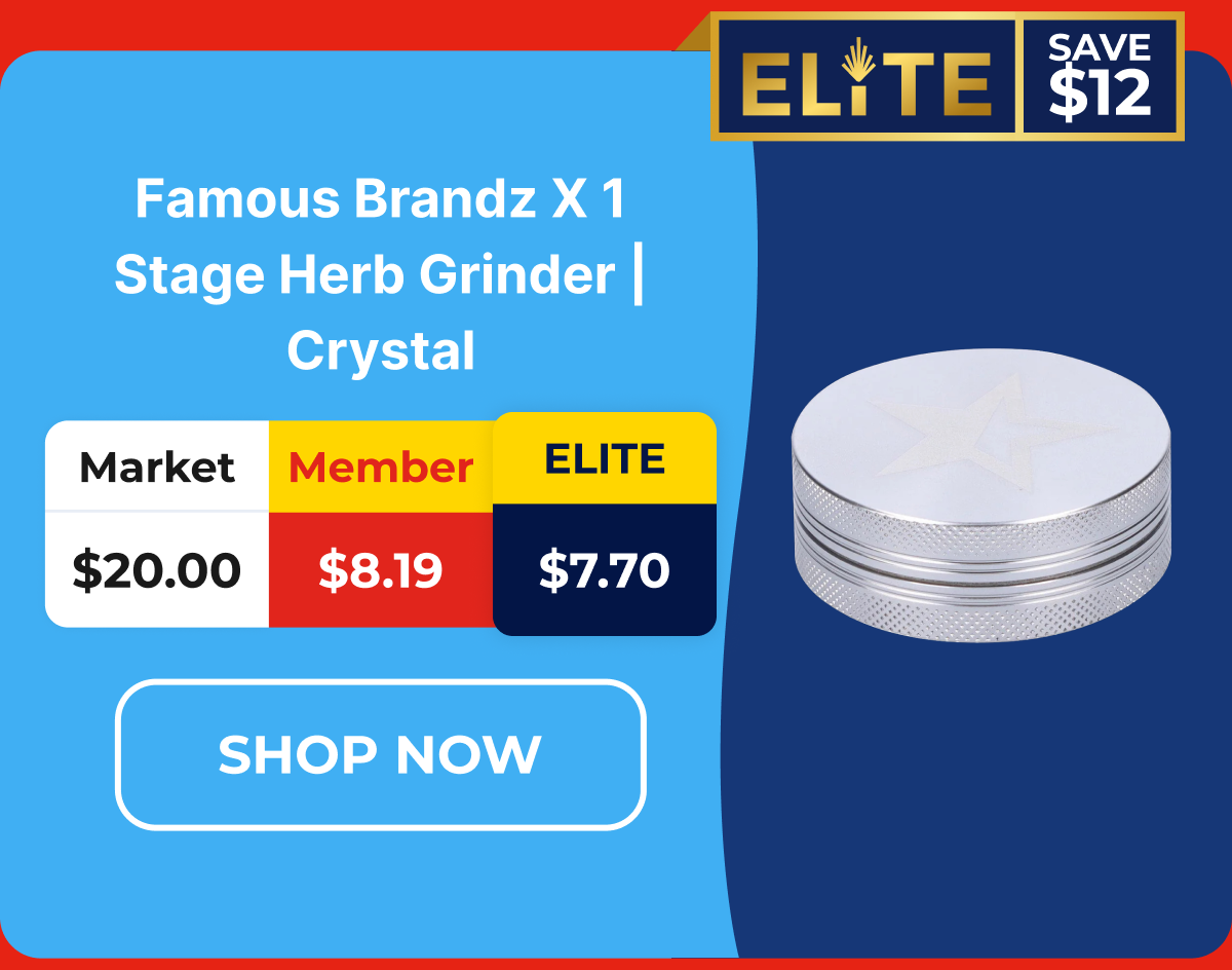 Famous Brandz X 1 Stage Herb Grinder | Crystal