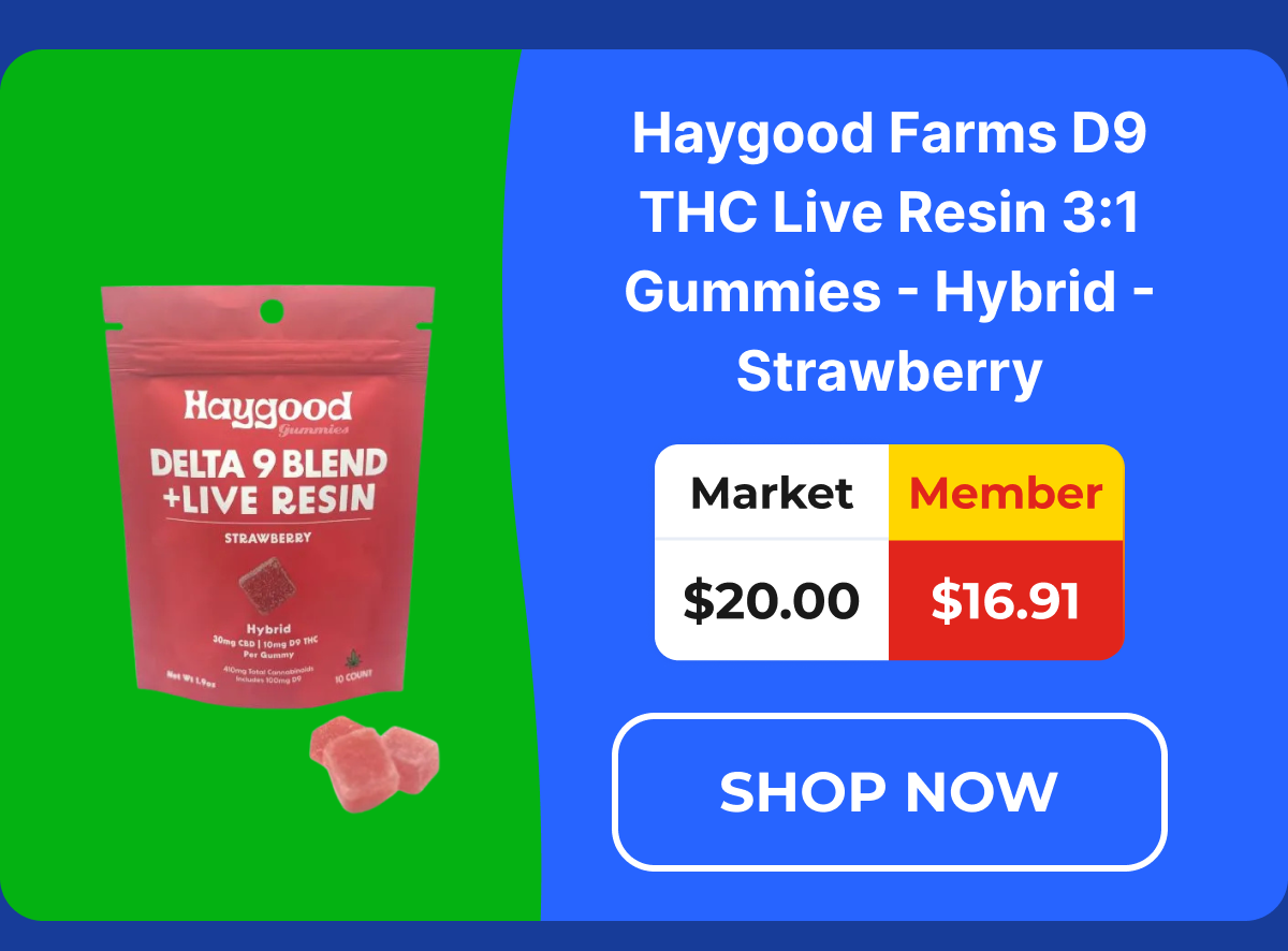 Haygood Farms D9 THC Live Resin 3:1 Gummies - Hybrid - Strawberry