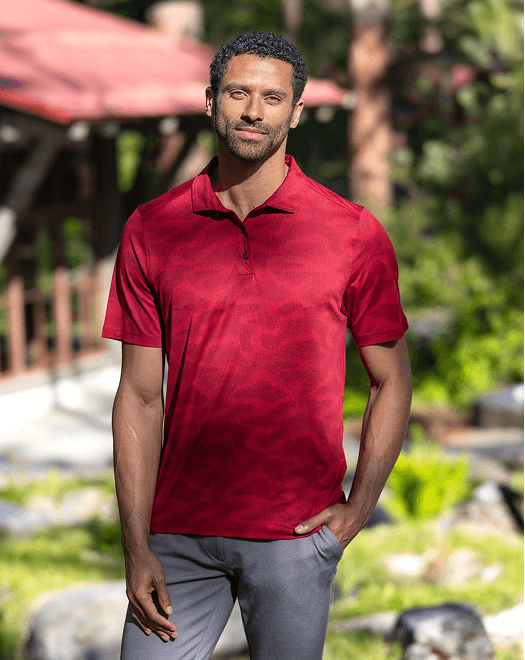 Man with Red Camo Polo