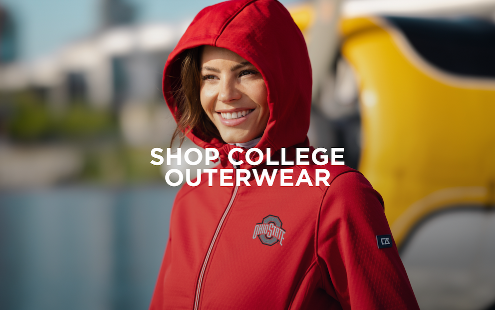 Woman wearing a red jacket | Shop College Outerwear