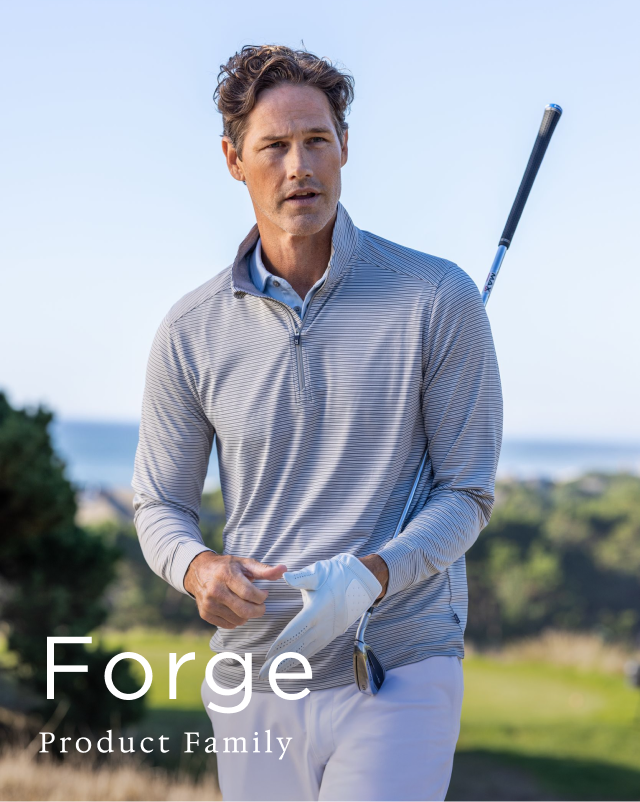 Man wearing Forge quarter zip | Forge Product Family