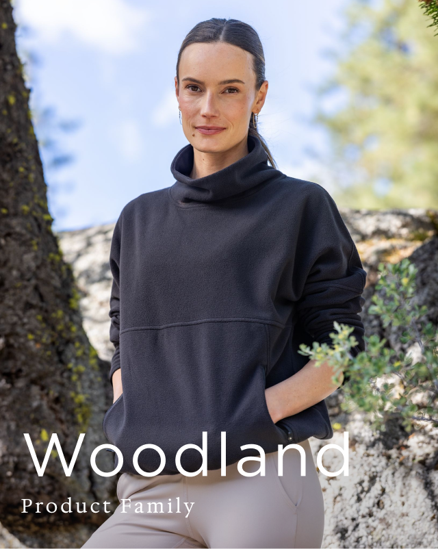 Woman wearing Woodland pullover | Woodland Product Family