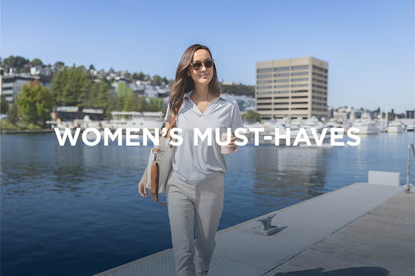 Woman wearing light grey Coastline recycled polo | Shop Now