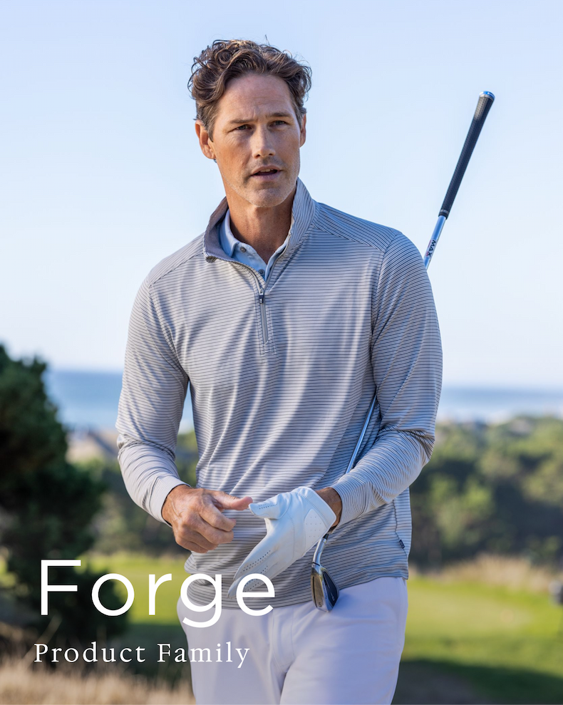 Man wearing Forge quarter zip | Forge Product Family