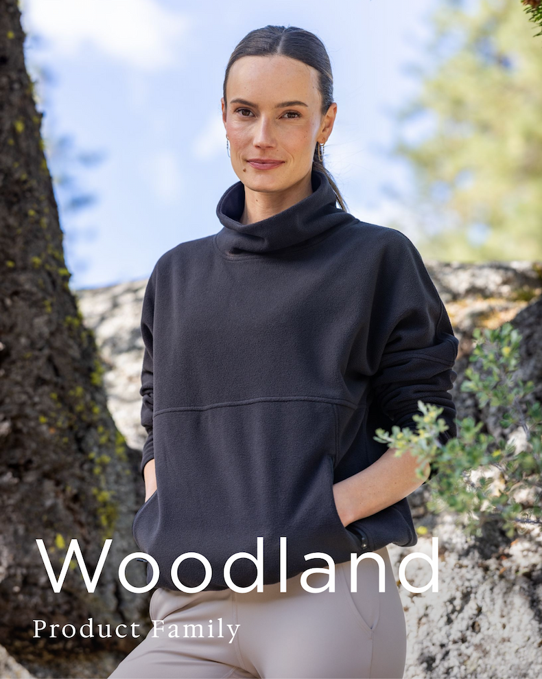 Woman wearing Woodland pullover | Woodland Product Family