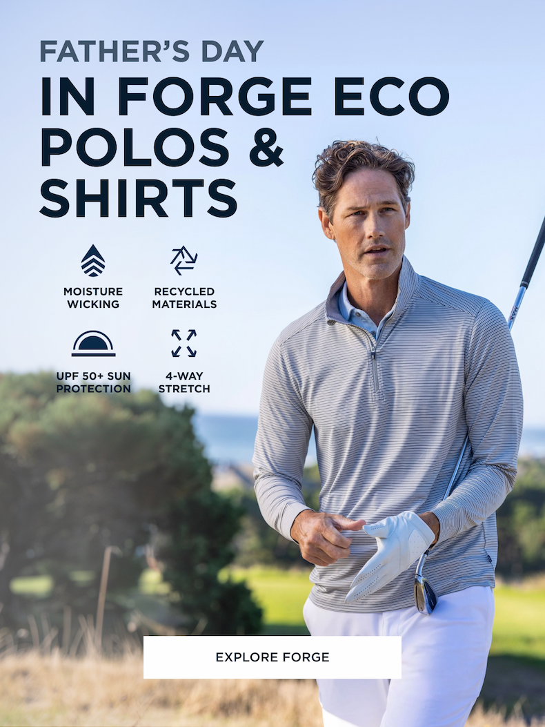 Man wearing a grey Forge striped zip while golfing | Explore Adapt