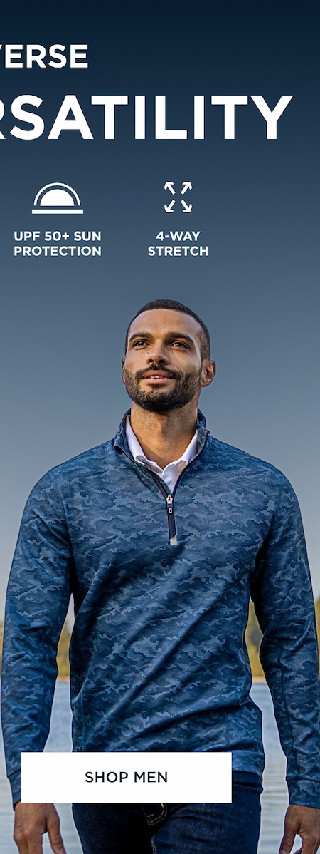 Man in blue zip up walking near the water | Shop Men