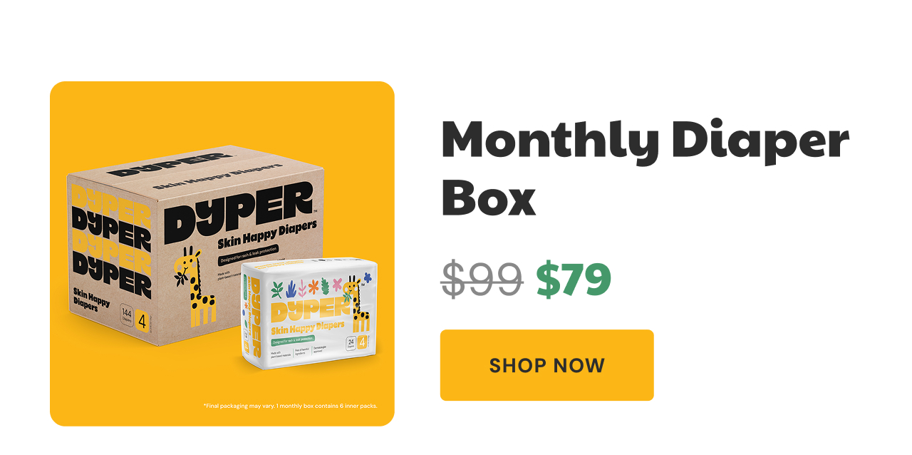 Monthly Diaper Box | Give your baby a month of worry-free protection with our dermatologist approved diapers.