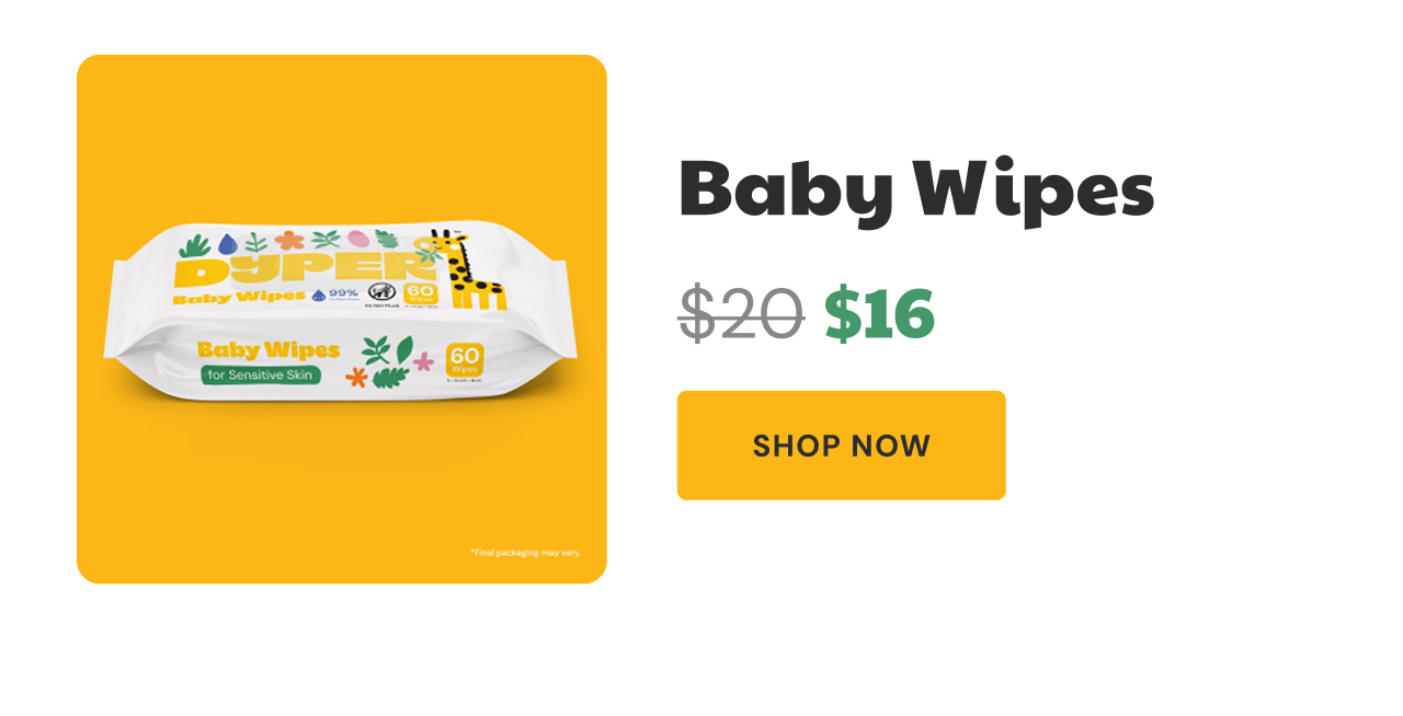 Baby Wipes | Made of 99% purified water and completely plastic free, our wipes love sensitive skin. Compostable with ReDyper™.