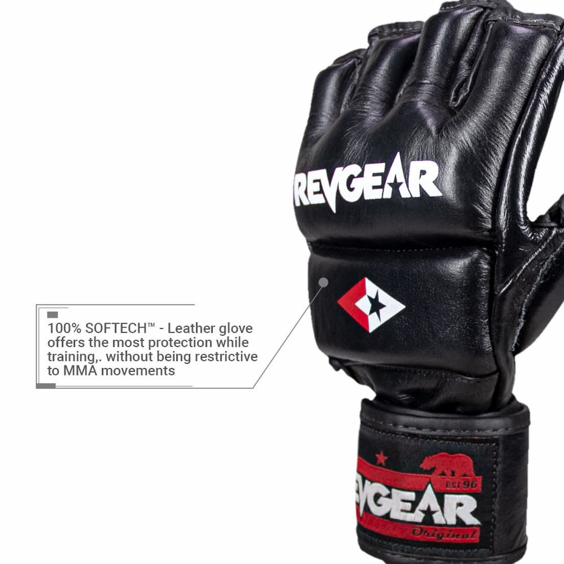 100% Softtech - Leather glove offers the most protection while training, without being restrictive to MMA movements