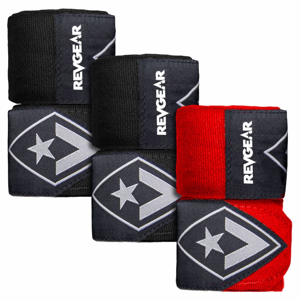 180" Hand Wraps 3-Pack Bundle with Free Wash Bag - Black/Red