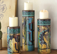 Kokopelli Rustic Candle Holders - Set of 3