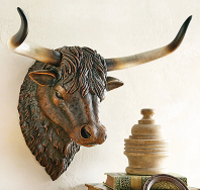 Longhorn Steer Sculpture Wall Hanging