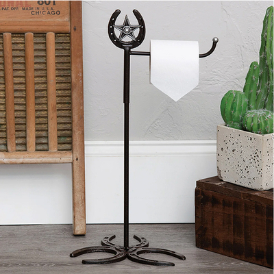 Horseshoe & Star Standing Toilet Paper Holder