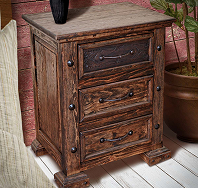 Leather Tooled Panel Nightstand